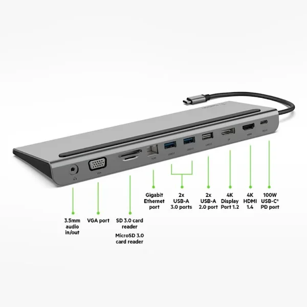 Belkin USB-C 11-in-1 Multiport Dock Connect - Silver | Brand New