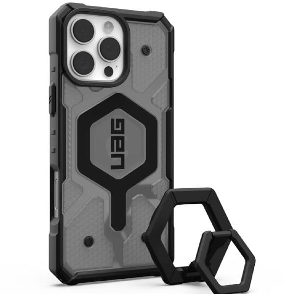 UAG Pathfinder Clear MagSafe Case for iPhone 16 Pro Max (6.9") with Black Ring Stand - Ash