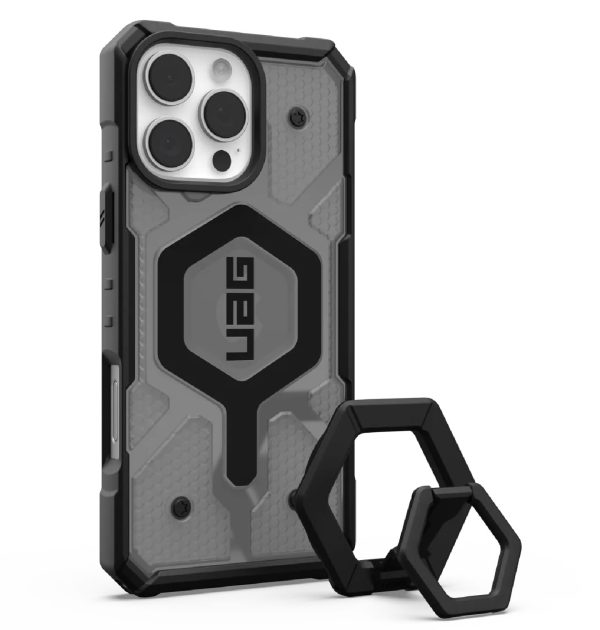 UAG Pathfinder Clear MagSafe Case for iPhone 16 Pro Max (6.9") with Black Ring Stand - Ash