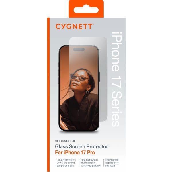 Cygnett OpticShield Japanese Tempered Glass Screen Protector for iPhone 17 Pro | DropProof Technology, 9H Scratch Resistance | 2-Year Warranty