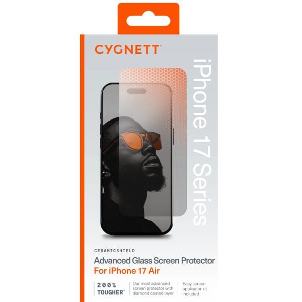 Cygnett CeramicShield Apple iPhone 17 Air (6.5") Tempered Glass Screen Protector - (CY5534CPTGL), DropProof, Touch Sensitivity, 2 Years Warranty