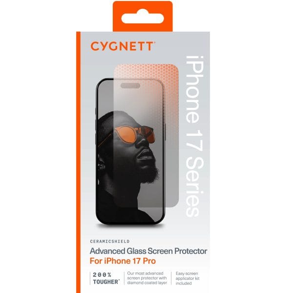Cygnett CeramicShield Apple iPhone 17 Pro (6.3") Tempered Glass Screen Protector - (CY5535CPTGL), DropProof, Touch Sensitivity, 2 Years Warranty