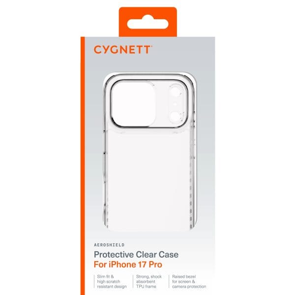 Cygnett AeroShield Apple iPhone 17 Pro (6.3") Clear Case - (CY5550CPAEG), TPU Frame, Anti-Yellowing, UV Resistance, Scratch Resistant,2 Years Warranty