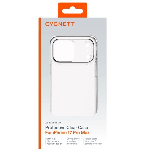Cygnett AeroShield Apple iPhone 17 Pro Max (6.9") Clear Case - (CY5551CPAEG),TPU Frame, Anti-Yellowing,UV Resistance,ScratchResistant,2 Years Warranty