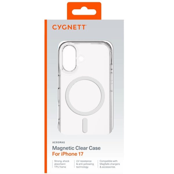 Cygnett AeroMag Apple iPhone 17 (6.3") Magnetic Clear Case - (CY5552CPAEG), TPU Frame, Anti-Yellowing,UV Resistance,Scratch Resistant,2 Years Warranty