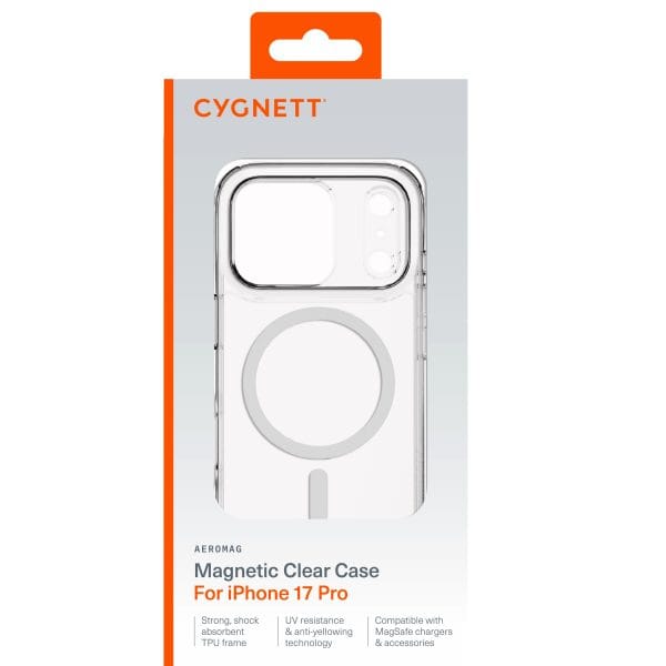 Cygnett AeroMag Apple iPhone 17 Pro (6.3") Magnetic Clear Case - (CY5554CPAEG), TPU Frame, Anti-Yellowing, UV Resistance, 2 Years Warranty